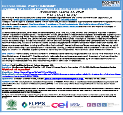 Buprenorphine Waiver Eligibility Training for Clinical Providers: Rochester Regional Health